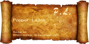 Popper Lajos névjegykártya